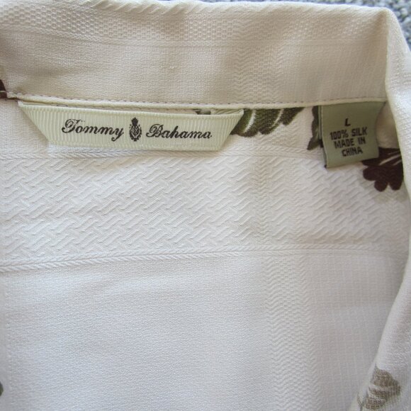 Tommy Bahama Mens Sz Large Leaf Print Tropical Silk Shirt - Picture 3 of 13